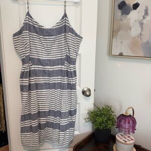 NWT Striped Spaghetti Strap Dress in Navy and White Size XXL